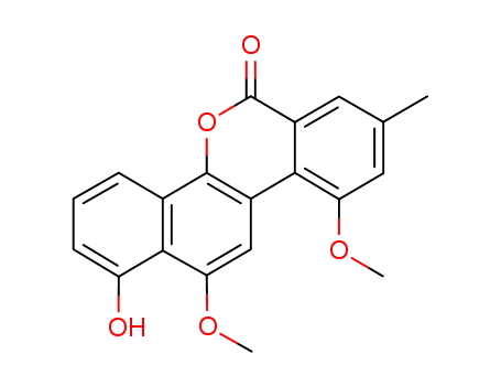 Molecular Structure of 115475-80-4 (6H-Benzo[d]naphtho[1,2-b]pyran-6-one,1-hydroxy-10,12-dimethoxy-8-methyl-)