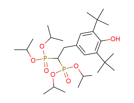 126411-13-0,apomine,Phosphonicacid, [2-[3,5-bis(1,1-dimethylethyl)-4-hydroxyphenyl]ethylidene]bis-,tetrakis(1-methylethyl) ester (9CI); Apomine; SKF 99085; SR 45023A; SR 9223i;Tetraisopropyl 2-(3,5-di-tert-butyl-4-hydroxyphenyl)ethyl-1,1-diphosphonate