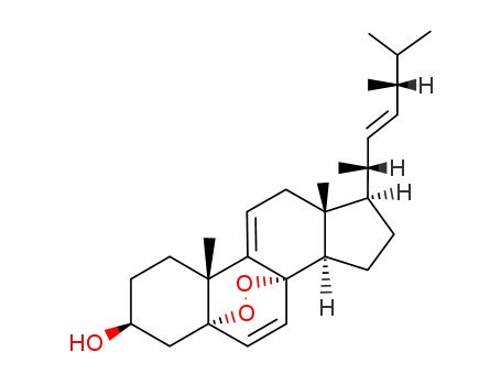Molecular Structure of 86363-50-0 (5,8-epidioxyergosta-6,9(11),22-trien-3-ol)