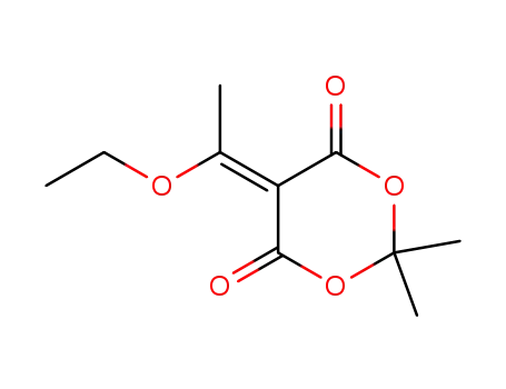 Molecular Structure of 138370-97-5 (1,3-Dioxane-4,6-dione, 5-(1-ethoxyethylidene)-2,2-dimethyl-)
