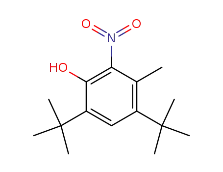 Molecular Structure of 3114-65-6 (4,6-di-tert-butyl-3-methyl-2-nitrophenol)