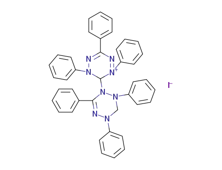 Molecular Structure of 89257-39-6 (1(2H),3'-Bi-1,2,4,5-tetrazinium,
3,3',4,4'-tetrahydro-2,2',4,4',6,6'-hexaphenyl-, iodide)