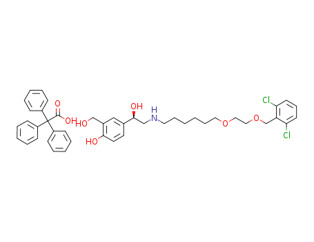 503070-58-4,Benzeneacetic acid, α,α-diphenyl-, compd. with (α1R)-α1-[[[6-[2-[(2,6-dichlorophenyl)methoxy]ethoxy]hexyl]amino]methyl]-4-hydroxy-1,3-benzenedimethanol (1:1),4-[(R)-2-[[6-[2-(2,6-Dichlorobenzyloxy)ethoxy]hexyl]amino]-1-hydroxyethyl]-2-(hydroxymethyl)phenol triphenylacetate;GW 642444M;