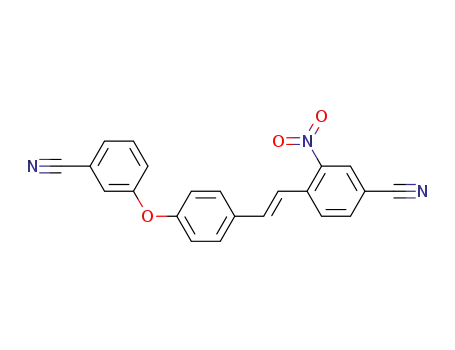 Molecular Structure of 90178-68-0 (Benzonitrile, 4-[2-[4-(3-cyanophenoxy)phenyl]ethenyl]-3-nitro-, (E)-)