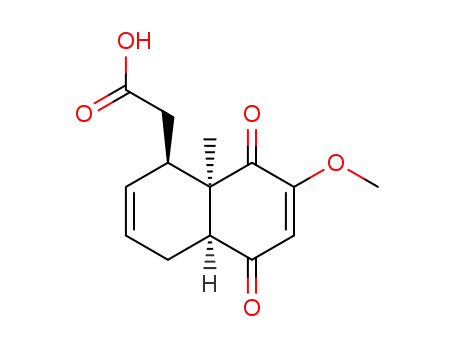 Molecular Structure of 104199-07-7 ([(1R,4aS,8aR)-7-methoxy-8a-methyl-5,8-dioxo-1,4,4a,5,8,8a-hexahydronaphthalen-1-yl]acetic acid)
