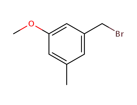 Molecular Structure of 106116-42-1 (1-(BROMOMETHYL)-3-METHOXY-5-METHYLBENZENE)