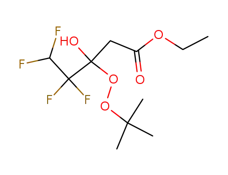 Molecular Structure of 129657-55-2 (Pentanoic acid,
3-[(1,1-dimethylethyl)dioxy]-4,4,5,5-tetrafluoro-3-hydroxy-, ethyl ester)