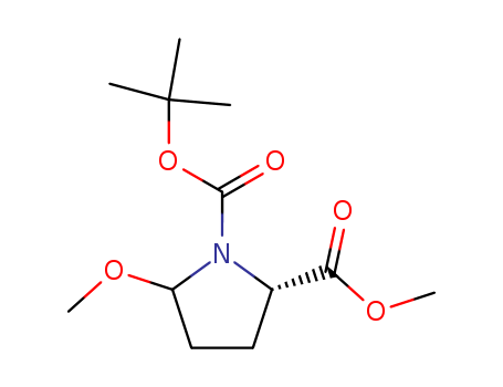 Molecular Structure of 195964-54-6 (1,2-Pyrrolidinedicarboxylic acid, 5-methoxy-, 1-(1,1-dimethylethyl)
2-methyl ester, (2S)-)