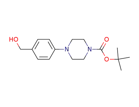 Molecular Structure of 158985-37-6 (TERT-BUTYL 4-[4-(HYDROXYMETHYL)PHENYL]TETRAHYDRO-1(2H)-PYRAZINECARBOXYLATE)