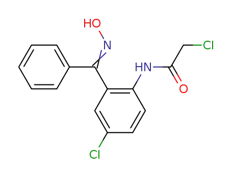Molecular Structure of 17977-76-3 (2-chloro-N-(4-chloro-2-((hydroxyiMino)(phenyl)Methyl)phenyl)acetaMide)