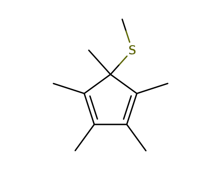Molecular Structure of 114564-15-7 (1,3-Cyclopentadiene, 1,2,3,4,5-pentamethyl-5-(methylthio)-)