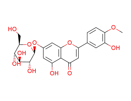 Molecular Structure of 20126-59-4 (3',5-Dihydroxy-7-(β-D-glucopyranosyloxy)-4'-methoxyflavone)