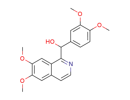 Molecular Structure of 482-76-8 (alpha-(3,4-dimethoxyphenyl)-6,7-dimethoxyisoquinoline-1-methanol)