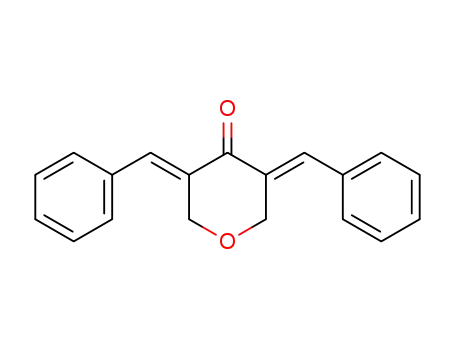 Molecular Structure of 62085-91-0 (4H-Pyran-4-one, tetrahydro-3,5-bis(phenylmethylene)-, (E,E)-)