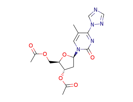Molecular Structure of 80991-41-9 (1-(3,5-DI-O-ACETYL-BETA-D-RIBOFURANOSYL)-4-(1,2,4-TRIAZOL-L-YL)-5-METHYLPYRMIDIN-2-ONE)