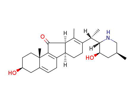 2303-30-2,8,9,13,17-Tetradehydro-12α,13-dihydro-3β,23β-dihydroxyveratraman-11-one,Isojervine(7CI); Veratraman-11-one, 8,9,13,17-tetradehydro-12,13-dihydro-3,23-dihydroxy-,(3b,12a,23b)-; 11H-Benzo[a]fluoren-11-one,1,2,3,4,6,6b,7,8,10a,11b-decahydro-3-hydroxy-9-[1-(3-hydroxy-5-methyl-2-piperidinyl)ethyl]-10,11b-dimethyl-,[3S-[3a,6bb,9b[1R*(2R*,3S*,5R*)],10ab,11ba]]-