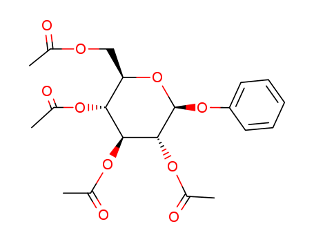 4468-72-8,PHENYL-2,3,4,6-TETRA-O-ACETYL-BETA-D-GLUCOPYRANOSIDE,Glucopyranoside,phenyl, tetraacetate, b-D- (6CI,7CI,8CI); b-D-Glucopyranoside, phenyl, tetraacetate (9CI); 1-Phenyl-2,3,4,6-tetra-O-acetyl-b-D-glucopyranoside; NSC 226970;NSC 232030; Phenyl 2,3,4,6-tetra-O-acetyl-b-D-glucopyranoside; Phenyl tetra-O-acetyl-b-D-glucopyranoside; Phenyl b-D-glucopyranoside tetraacetate