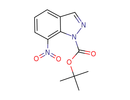 Molecular Structure of 173459-52-4 (1H-INDAZOLE-1-CARBOXYLIC ACID,7-NITRO-,1,1-DIMETHYLETHYL ESTER)