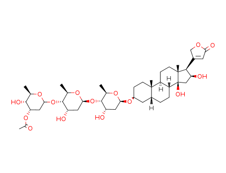 Card-20(22)-enolide,3-[(O-3-O-acetyl-2,6-dideoxy-b-D-ribo-hexopyranosyl-(1?4)-O-2,6-dideoxy-b-D-ribo-hexopyranosyl-(1?4)-2,6-dideoxy-b-D-ribo-hexopyranosyl)oxy]-14,16-dihydroxy-, (3b,5b,16b)- (9CI)