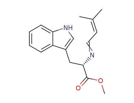Molecular Structure of 78946-98-2 (L-Tryptophan, N-(3-methyl-2-butenylidene)-, methyl ester)