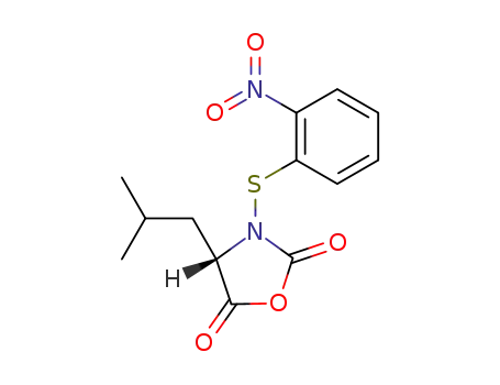 Molecular Structure of 55903-68-9 (2,5-Oxazolidinedione, 4-(2-methylpropyl)-3-[(2-nitrophenyl)thio]-, (S)-)