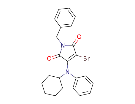 Molecular Structure of 570431-97-9 (1H-Pyrrole-2,5-dione,
3-bromo-4-(1,2,3,4,4a,9a-hexahydro-9H-carbazol-9-yl)-1-(phenylmethyl
)-)