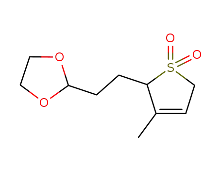 Molecular Structure of 139617-98-4 (1,3-Dioxolane, 2-[2-(2,5-dihydro-3-methyl-1,1-dioxido-2-thienyl)ethyl]-)