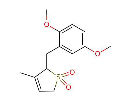Molecular Structure of 139617-95-1 (Thiophene, 2-[(2,5-dimethoxyphenyl)methyl]-2,5-dihydro-3-methyl-,
1,1-dioxide)