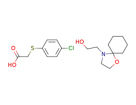 Molecular Structure of 87298-93-9 (1-Oxo-4-azaspiro(4.5)decane-4-ethanol compd. with ((p-chlorophenyl)thi o)acetic acid (1:1))
