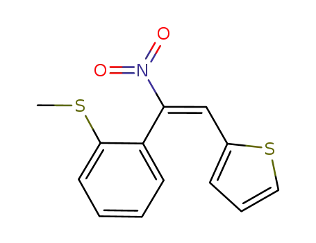 Molecular Structure of 728895-80-5 (Thiophene, 2-[(1E)-2-[2-(methylthio)phenyl]-2-nitroethenyl]-)