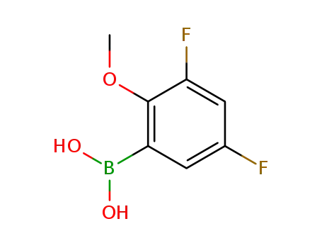 Molecular Structure of 737000-76-9 ((3,5-DIFLUORO-2-METHOXYPHENYL)BORONIC ACID, 97)