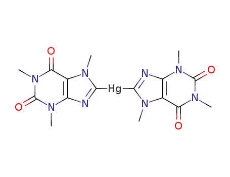 Molecular Structure of 6937-66-2 (Bis(2,6-dioxo-1,2,3,6-tetrahydro-1,3,7-trimethyl-7H-purin-8-yl)mercury(II))