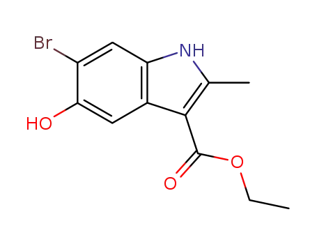Molecular Structure of 16052-67-8 (6-Bromo-5-hydroxy-2-methyl-1H-indole-3-arboxylic acid, ethyl ester)