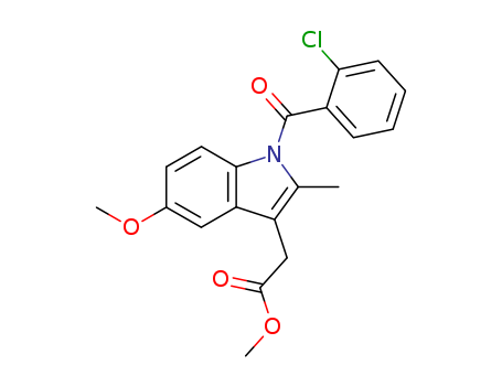 Molecular Structure of 1568-35-0 (1H-Indole-3-acetic acid, 1-(2-chlorobenzoyl)-5-methoxy-2-methyl-,
methyl ester)