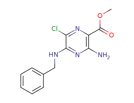 Molecular Structure of 1154-82-1 (METHYL 3-AMINO-5-(BENZYLAMINO)-6-CHLOROPYRAZINE-2-CARBOXYLATE)