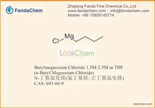 Grignard Reagent, Butylmagnesium chloride, n-Butylmagnesium chloride, 1.5-2.5M in THF,top 1 exporter and supplier of Grignard reagent in China,Hangzhou Fandachem Co.,Ltd(693-04-9)