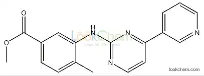 917392-54-2  C18H16N4O2  4-Methyl-3-[[4-(3-pyridinyl)-2-pyrimidinyl]amino]benzoic acid methyl ester