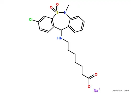 Sodium 7-((3-chloro-6,11-dihydro-6-methyldibenzo(c,f)(1,2)thiazepin-11-yl)amino)heptanoate S,S-dioxide(30123-17-2)