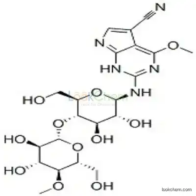 90044-18-1 1H-Pyrrolo(2,3-d)pyrimidine-5-carbonitrile, 4-methoxy-2-((4-O-(4-O-met hyl-beta-D-glucopyranosyl)-beta-D-glucopyranosyl)amino)-