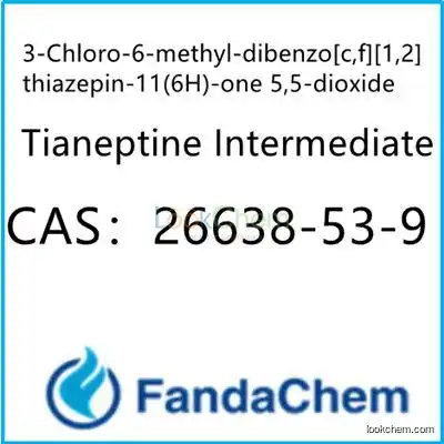 3-Chloro-6-methyl-dibenzo[c,f][1,2]thiazepin-11(6H)-one 5,5-dioxide; Tianeptine Intermediate CAS：26638-53-9 from fandachem