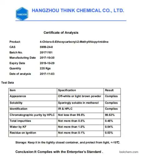 High purity Ethyl 4-chloro-2-methylthio-5-pyrimidinecarboxylate for Avanafil(5909-24-0)