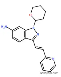 High quality (E)-3-[2-(Pyridin-2-yl)ethenyl]-1-(tetrahydro-2H-pyran-2-yl)-1H-indazol-6-amine CAS: 886230-76-8 99%min-1-(oxan-2-yl)-3-(2-pyridin-2-ylethenyl)indazol-6-amine