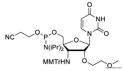 2-cyanoethyl (((2S,3R,4R,5R)-5-(2,4-dioxo-3,4-dihydropyrimidin-1(2H)-yl)-4-(2-methoxyethoxy)-3-(((4-methoxyphenyl)diphenylmethyl)amino)tetrahydrofuran-2-yl)methyl) diisopropylphosphoramidite(2299277-80-6)