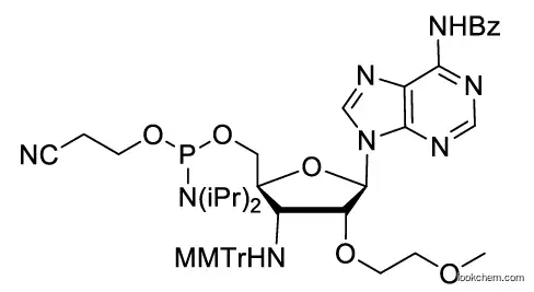 ((2S,3R,4R,5R)-5-(6-benzamido-9H-purin-9-yl)-4-(2-methoxyethoxy)-3-(((4-methoxyphenyl)diphenylmethyl)amino)tetrahydrofuran-2-yl)methyl (2-cyanoethyl) diisopropylphosphoramidite(2299277-93-1)
