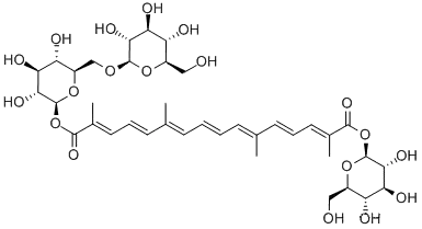 1-[(2E,4E,6E,8E,10E,12E,14E)-b-D-glucopyranosyl 2,6,11,15-tetramethyl-2,4,6,8,10,12,14-hexadecaheptaenedioate] 6-O-b-D-glucopyranosyl-b-D-GlucopyranoseCAS NO.: 55750-84-0