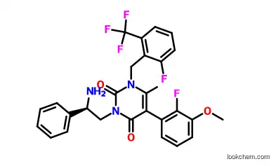 3-[(2R)-2-Amino-2-p henylethyl]-5-(2-fluoro-3- methoxyphenyl)-1-[[2-fluo ro-6-(trifluoromethyl)phen yl]methyl]-6-methyl-2,4(1 H,3H)-pyrimidinedione