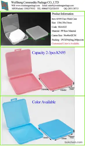 WEISHENG Plastic PP Anti-Bacterial KN95 Mask Holder Keeper with Mirror N95 FaceMask Case Storage Box Case(9003-07-0)