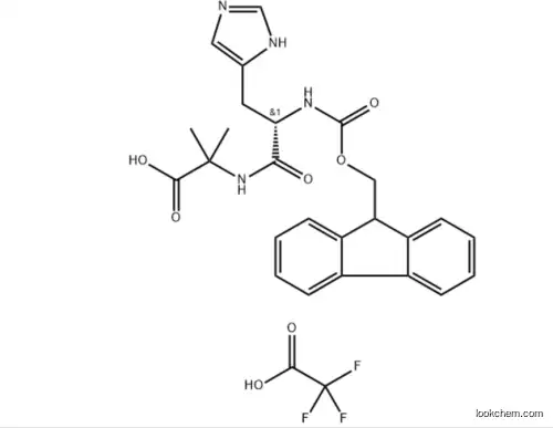 Fmoc-His-Aib-OH.TFA;2-[(2S)-2-({[(9H-fluoren-9-yl)methoxy]carbonyl}amino)-3-(1H-imidazol-5-yl)propanamido]-2-methylpropanoic acid; trifluoroacetic acid(1446013-08-6)