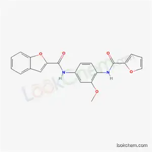 Molecular Structure of 6103-21-5 (N-{4-[(furan-2-ylcarbonyl)amino]-3-methoxyphenyl}-1-benzofuran-2-carboxamide)