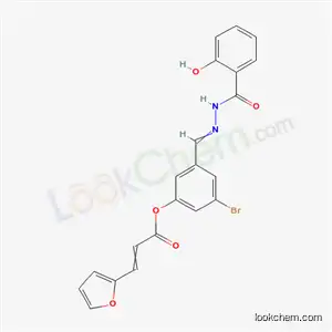 Molecular Structure of 4992-12-5 (3-bromo-5-{[2-(2-hydroxybenzoyl)hydrazinylidene]methyl}phenyl 3-(furan-2-yl)prop-2-enoate)